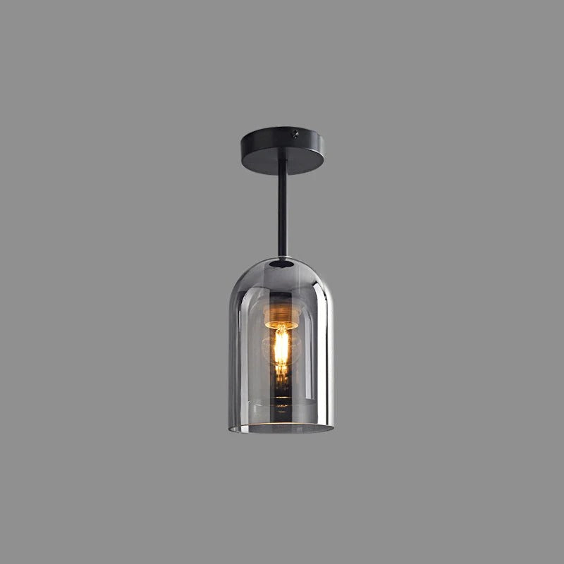 Minimalist Semi-Flush Mount Cylindrical Dome Light