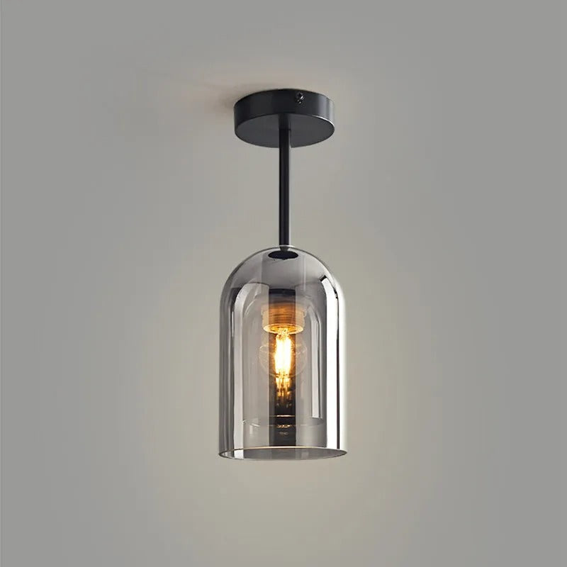 Minimalist Semi-Flush Mount Cylindrical Dome Light
