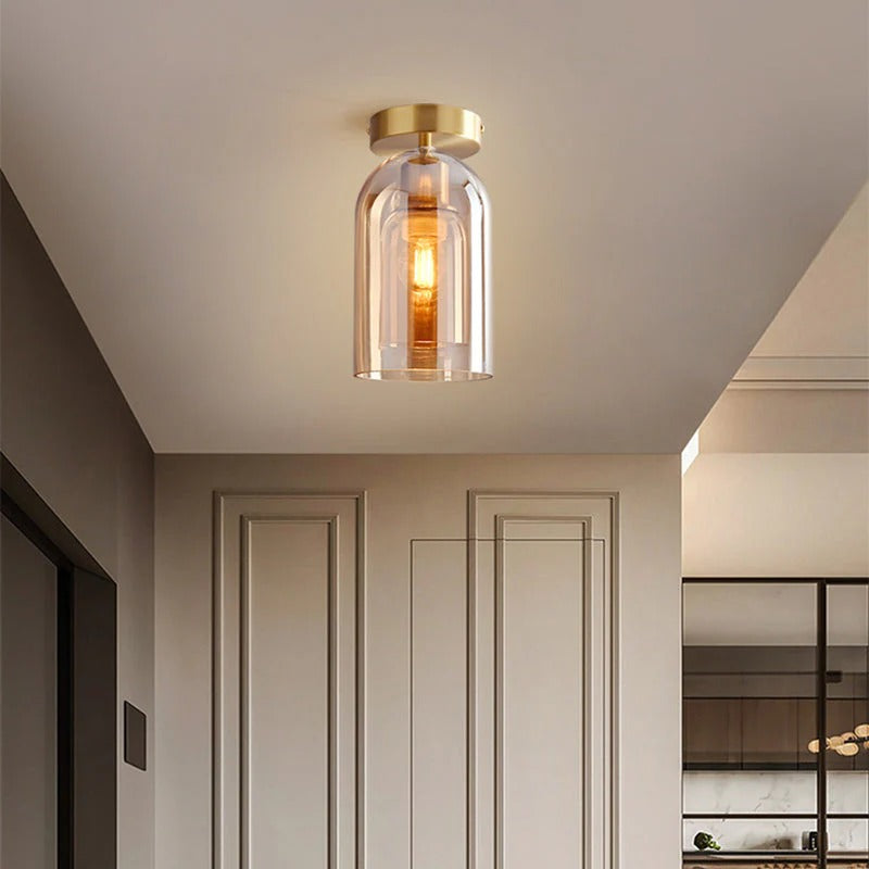 Minimalist Semi-Flush Mount Cylindrical Dome Light