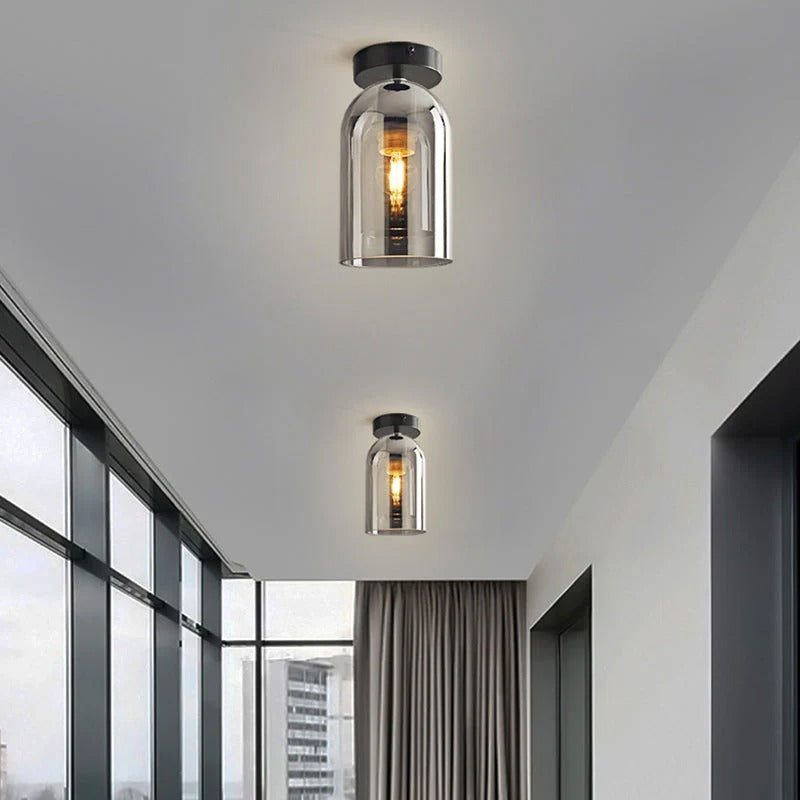 Minimalist Semi-Flush Mount Cylindrical Dome Light