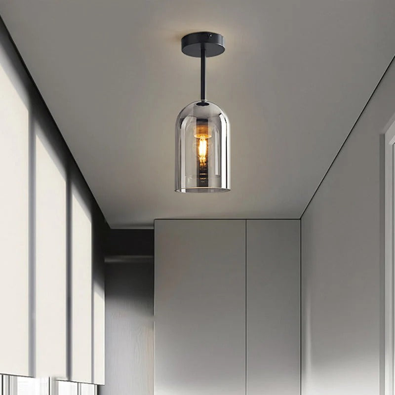 Minimalist Semi-Flush Mount Cylindrical Dome Light