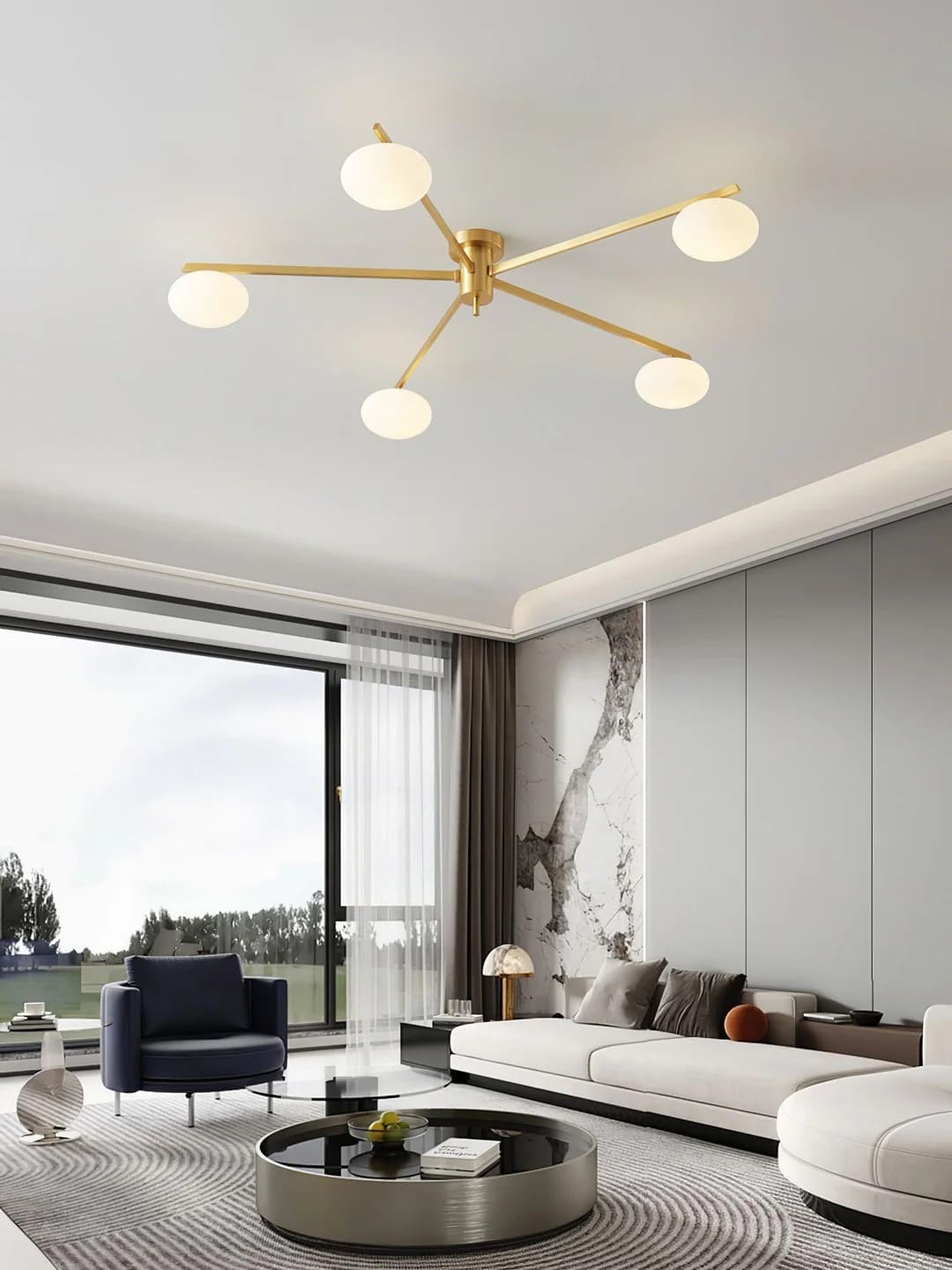 Minimalist Semi-Flush Mount Lamp – Radial Design