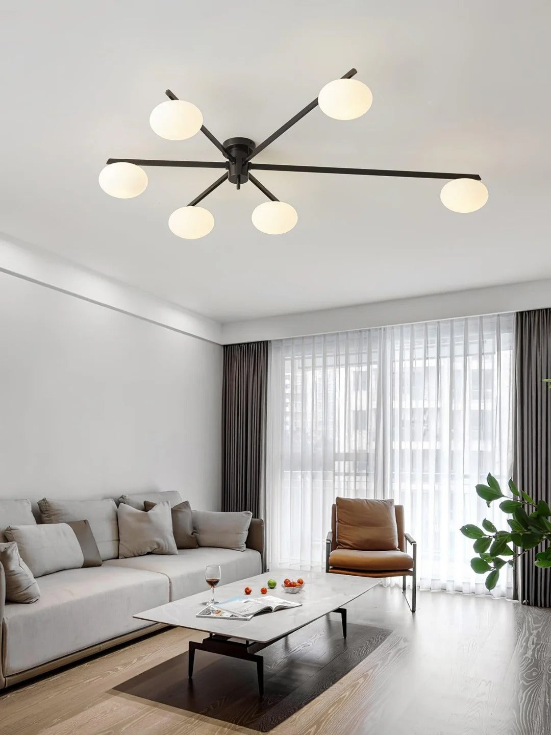 Minimalist Semi-Flush Mount Lamp – Radial Design