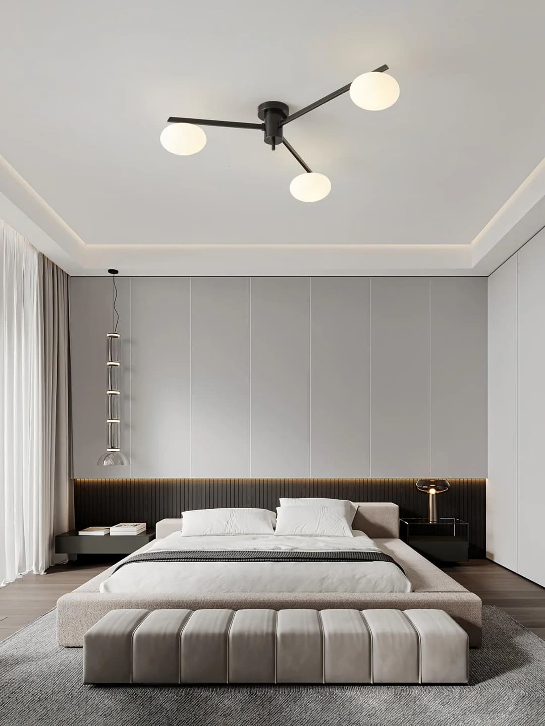 Minimalist Semi-Flush Mount Lamp – Radial Design