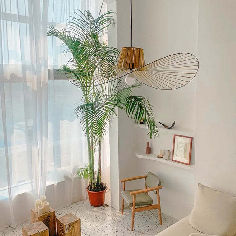 Minimalist Asymmetric Petal Pendant Light with Lines