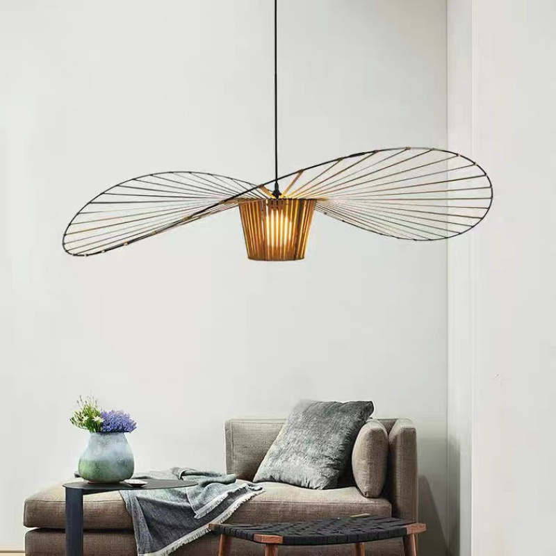 Minimalist Asymmetric Petal Pendant Light with Lines