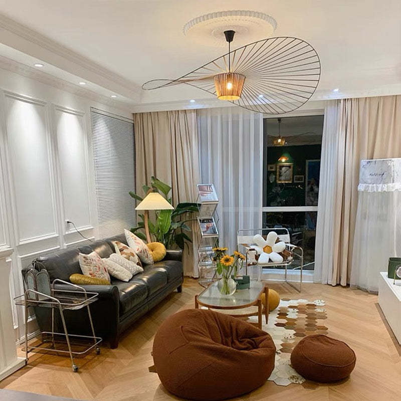 Minimalist Asymmetric Petal Pendant Light with Lines