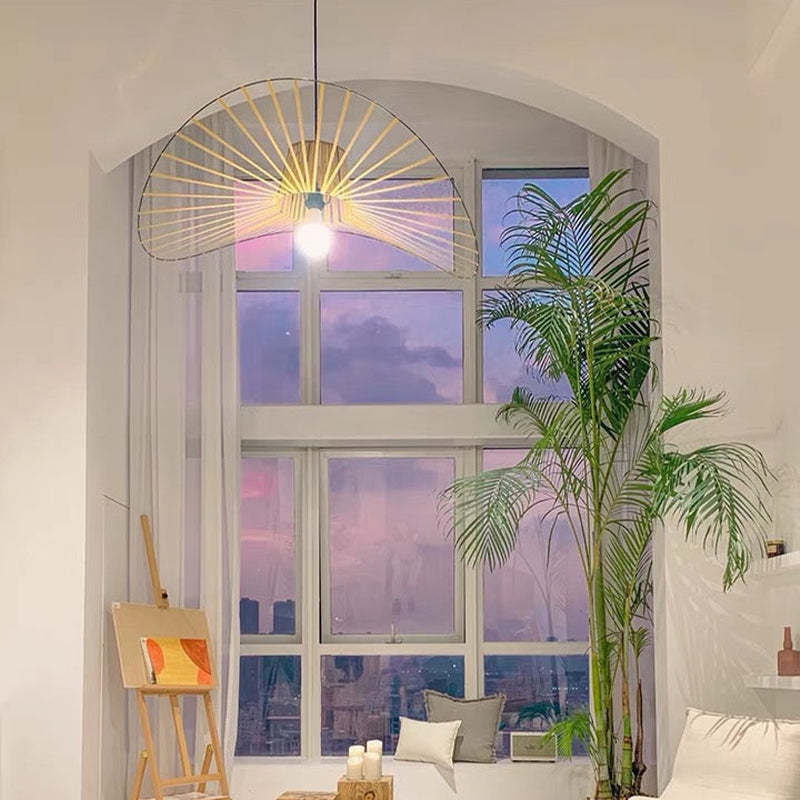 Minimalist Asymmetric Petal Pendant Light with Lines