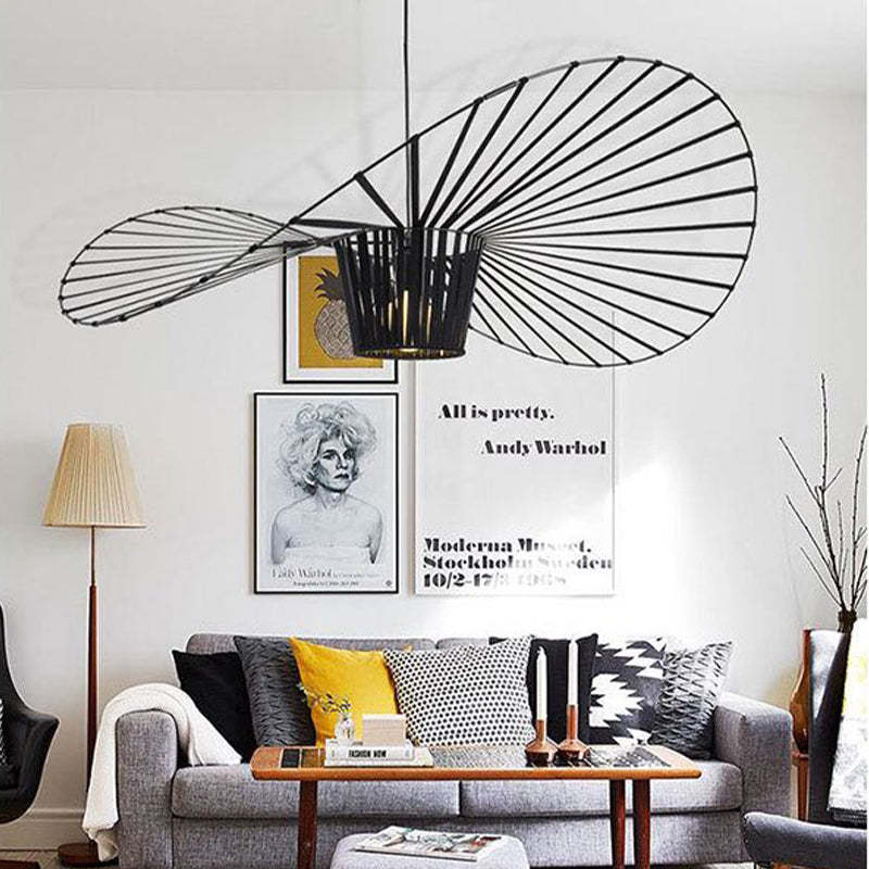Minimalist Asymmetric Petal Pendant Light with Lines