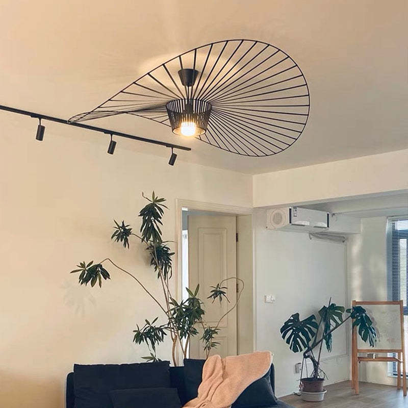Minimalist Asymmetric Petal Pendant Light with Lines