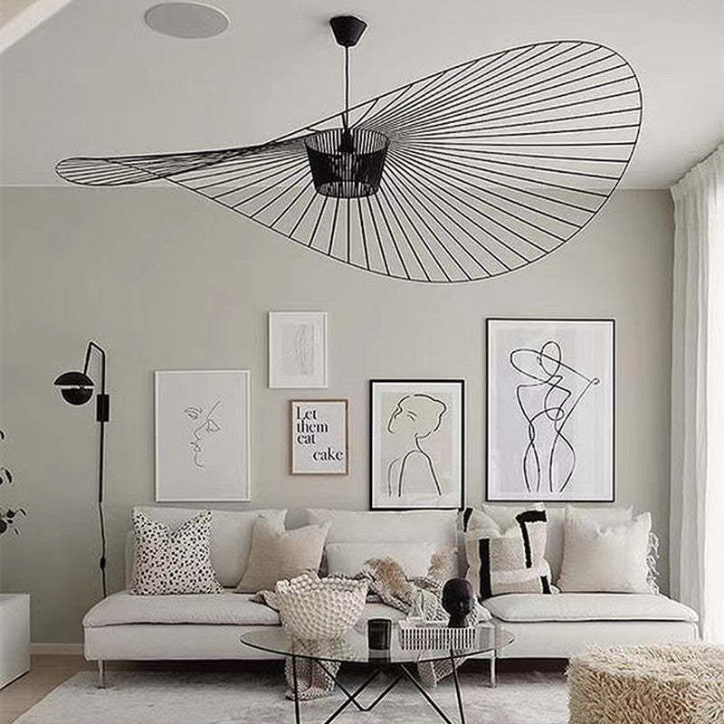 Minimalist Asymmetric Petal Pendant Light with Lines
