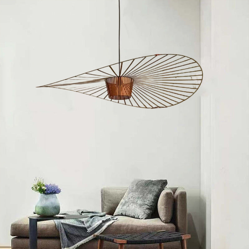 Minimalist Asymmetric Petal Pendant Light with Lines
