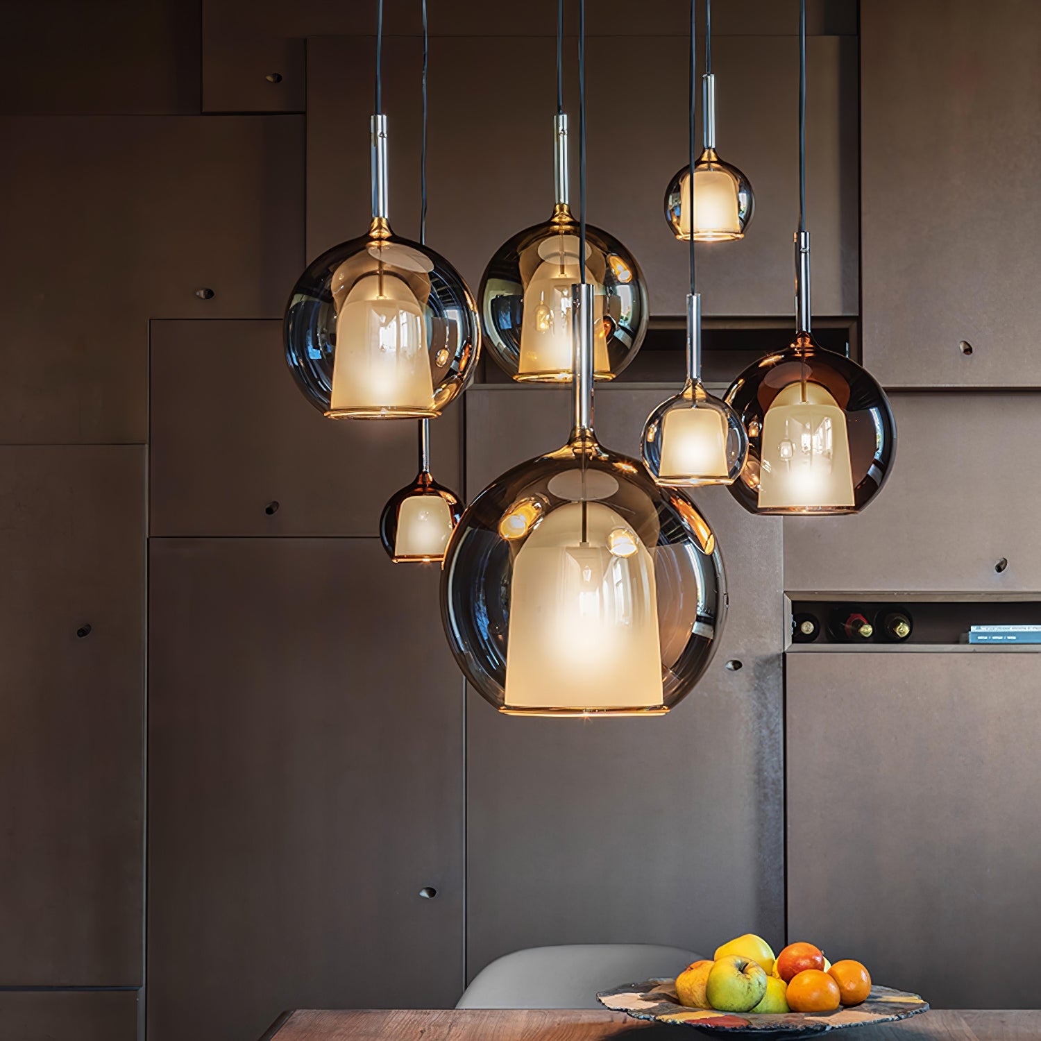 Minimalist Spherical Pendant Light With Cylindrical Top