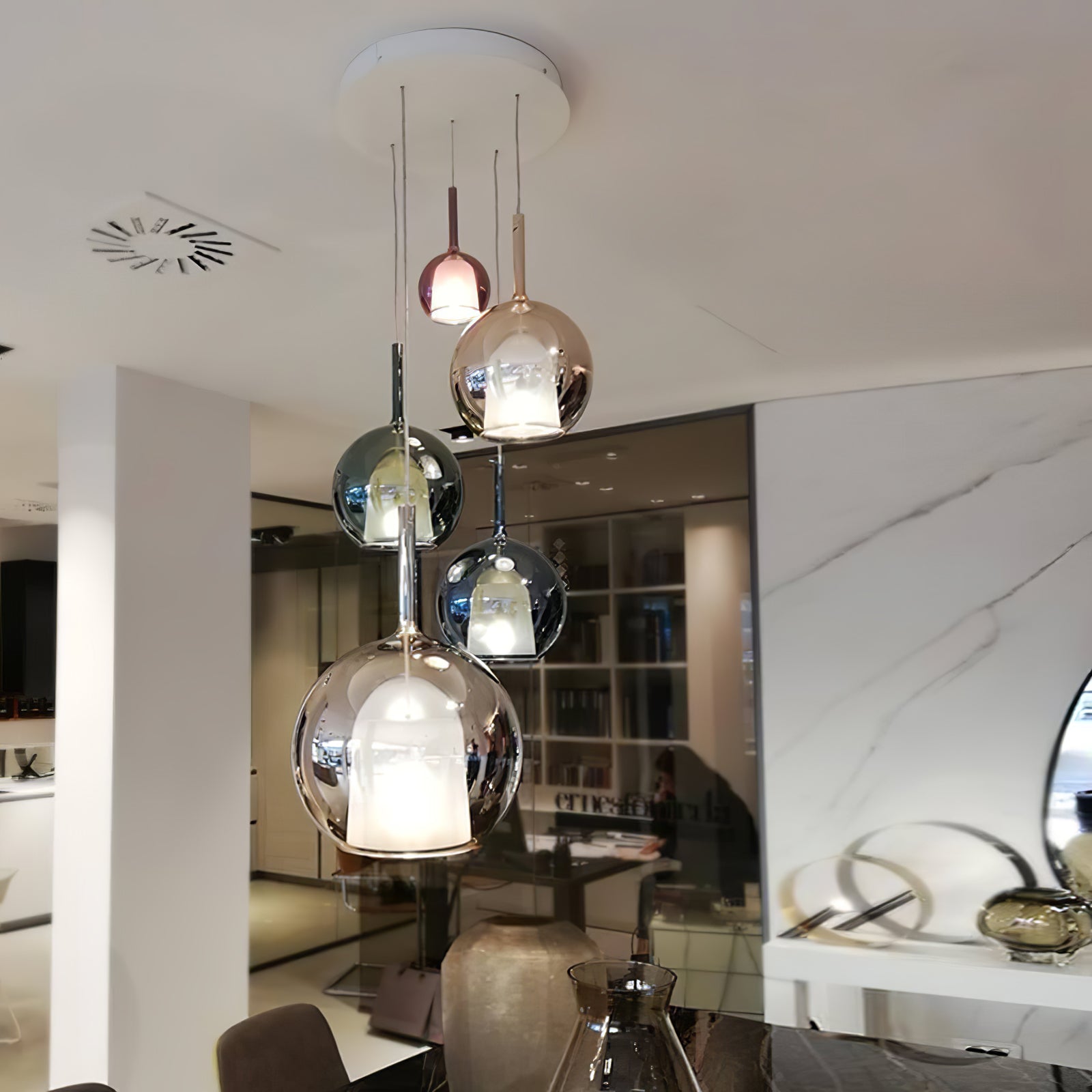 Minimalist Spherical Pendant Light With Cylindrical Top