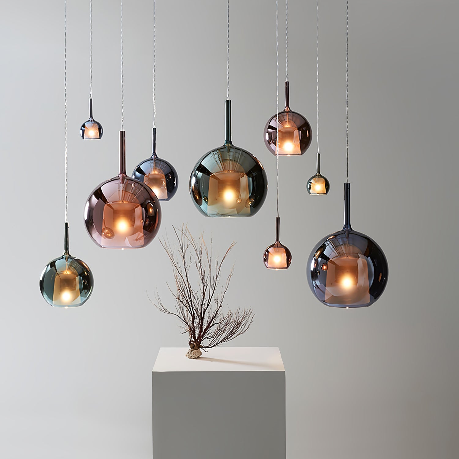 Minimalist Spherical Pendant Light With Cylindrical Top