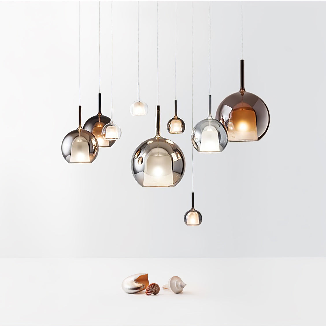 Minimalist Spherical Pendant Light With Cylindrical Top