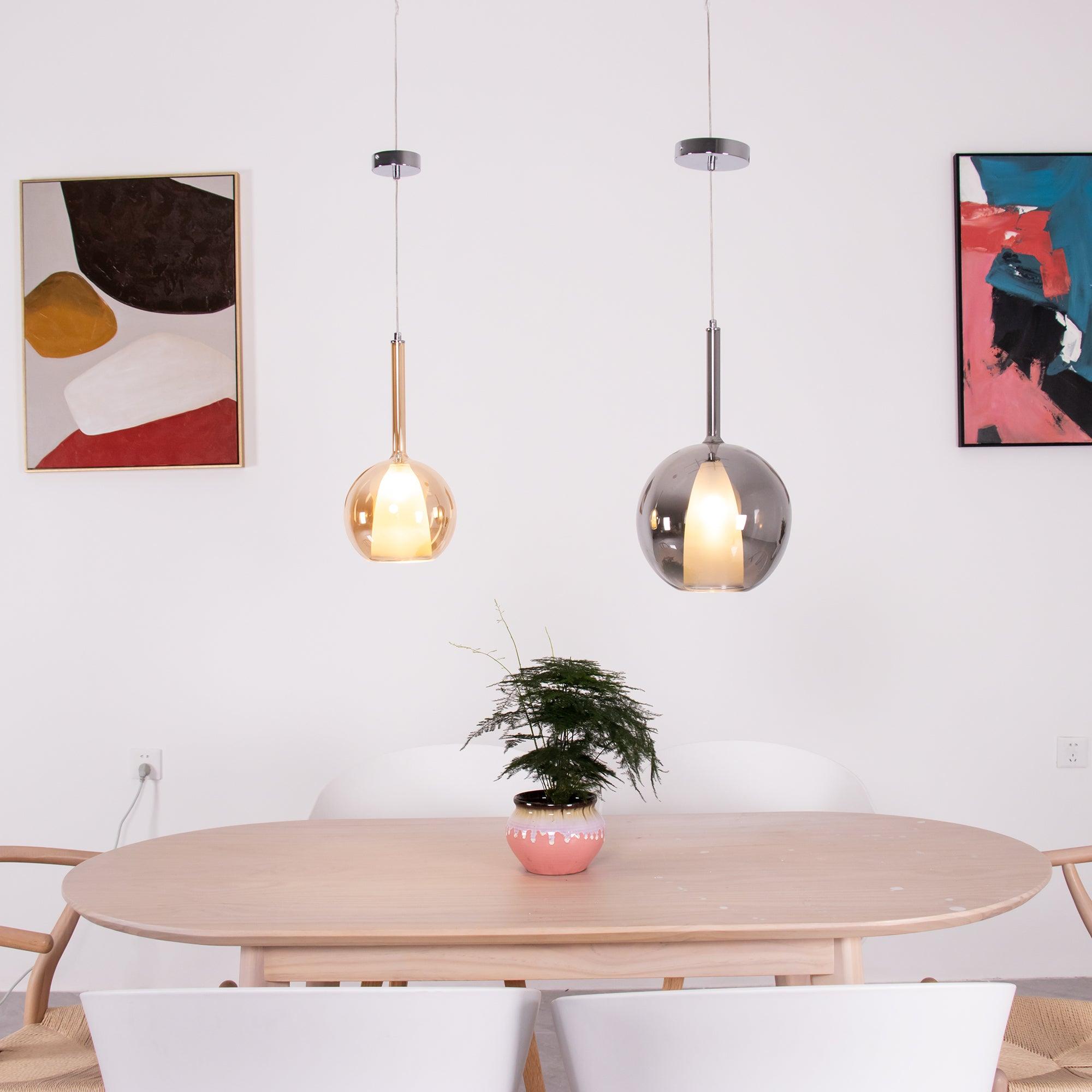 Minimalist Spherical Pendant Light With Cylindrical Top