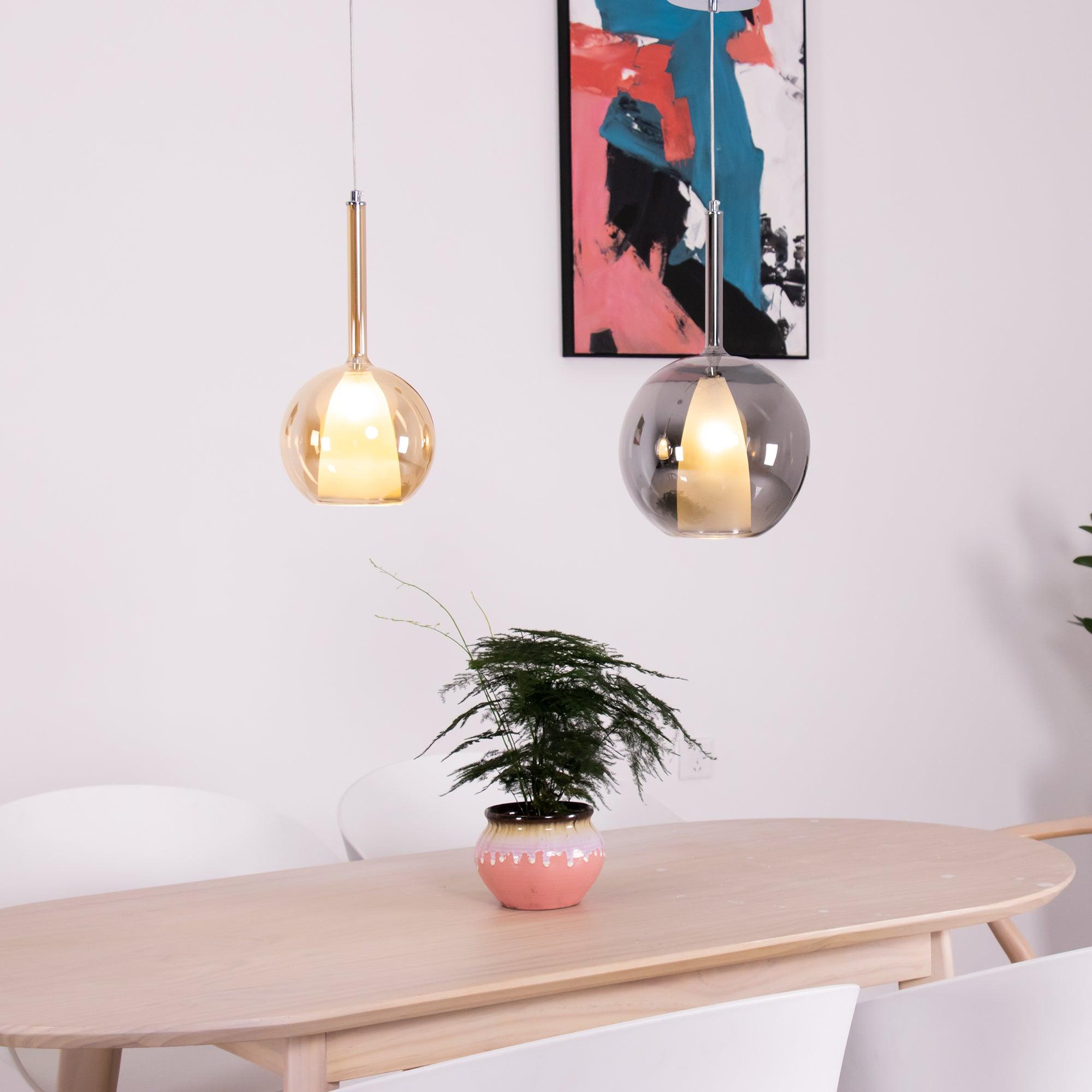 Minimalist Spherical Pendant Light With Cylindrical Top