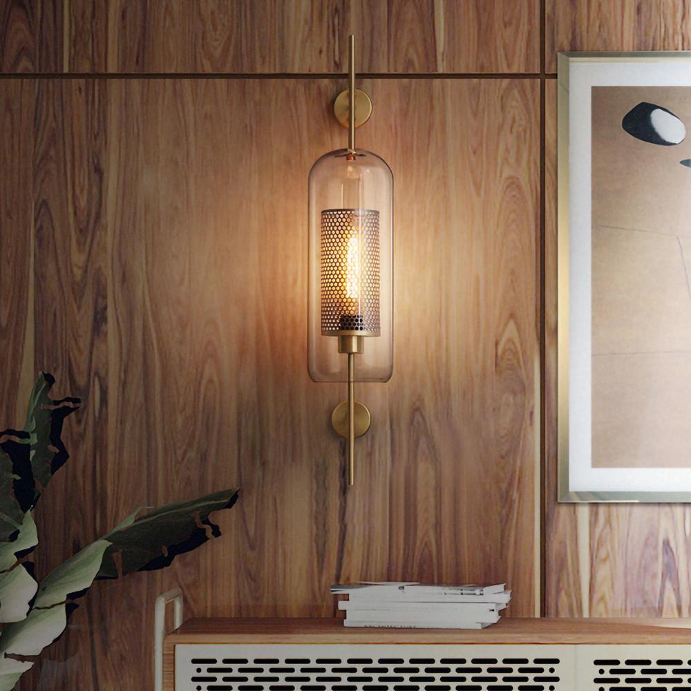 Industrial Cylindrical Wall Sconce with Round Diffuser
