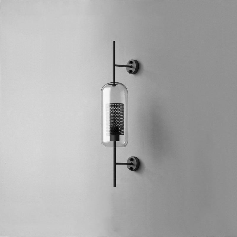 Industrial Cylindrical Wall Sconce with Round Diffuser