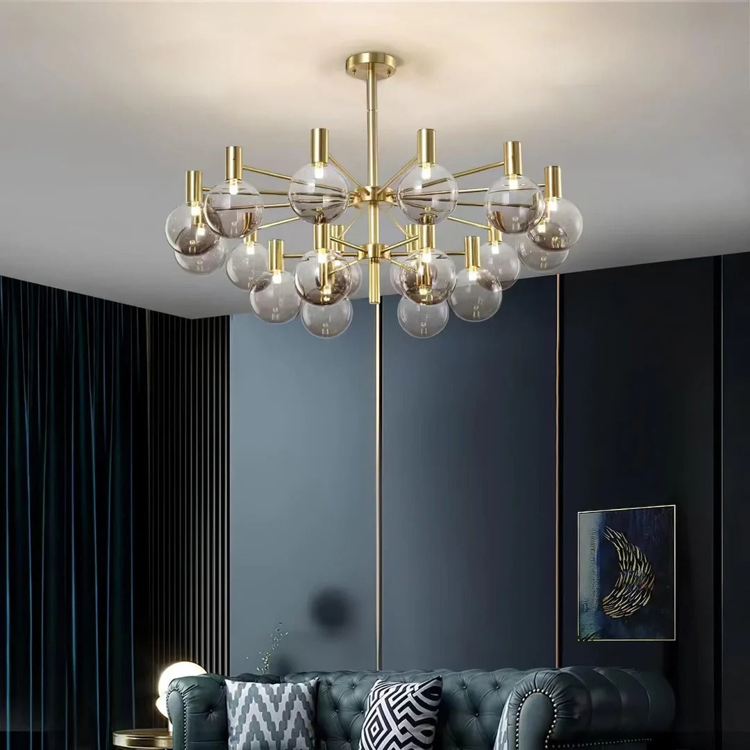 Mid-Century Modern Chandelier with Copper Finish
