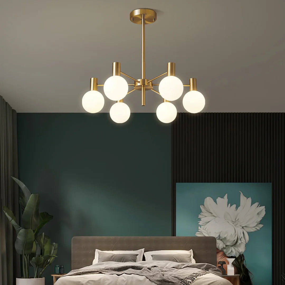 Mid-Century Modern Chandelier with Copper Finish