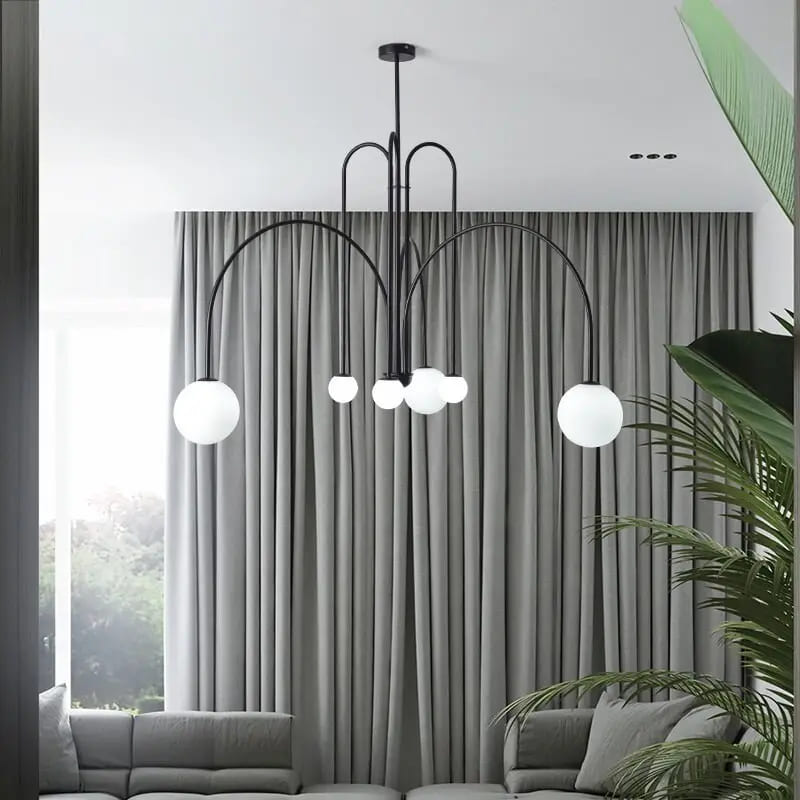 Sleek Modern Chandelier & Glass Shades Elegance
