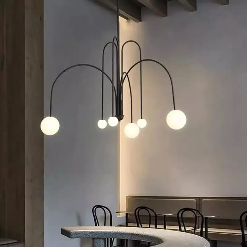 Sleek Modern Chandelier & Glass Shades Elegance