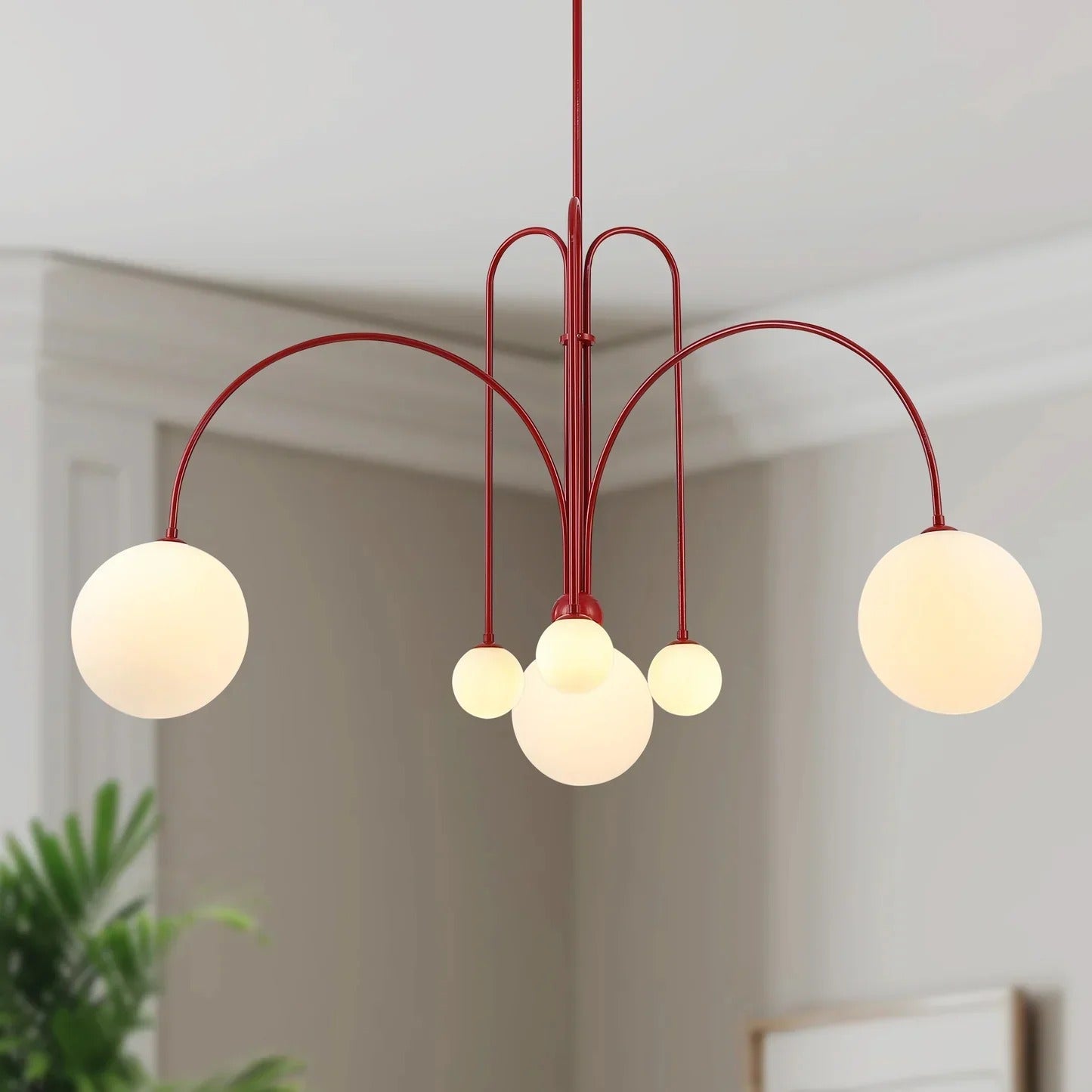 Sleek Modern Chandelier & Glass Shades Elegance