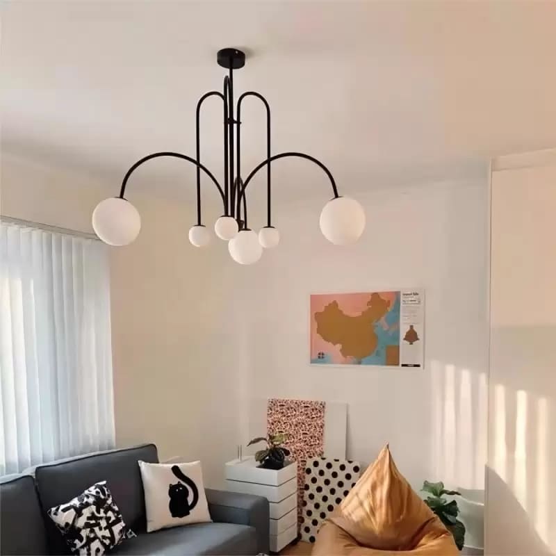 Sleek Modern Chandelier & Glass Shades Elegance