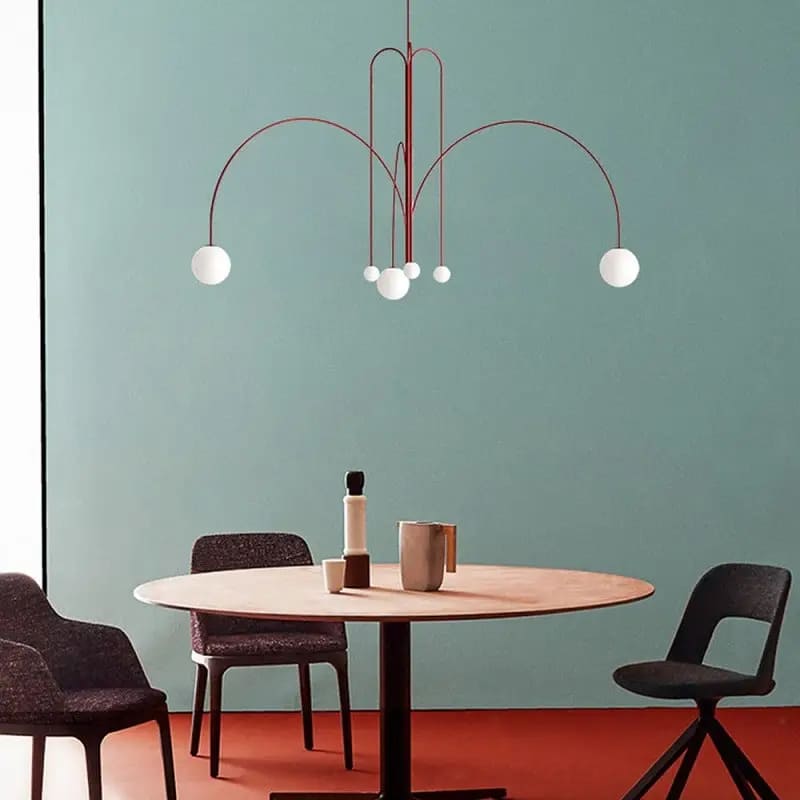 Sleek Modern Chandelier & Glass Shades Elegance
