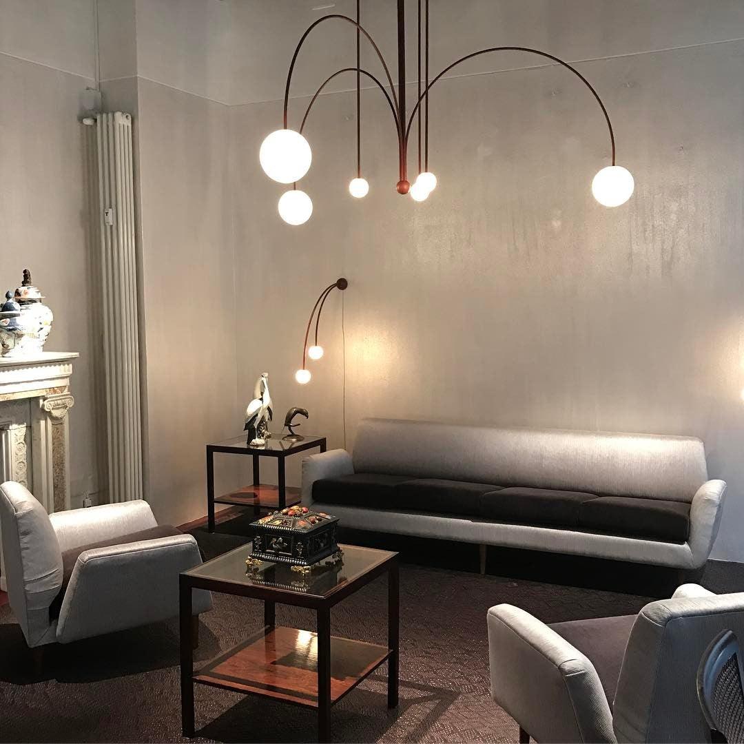 Sleek Modern Chandelier & Glass Shades Elegance