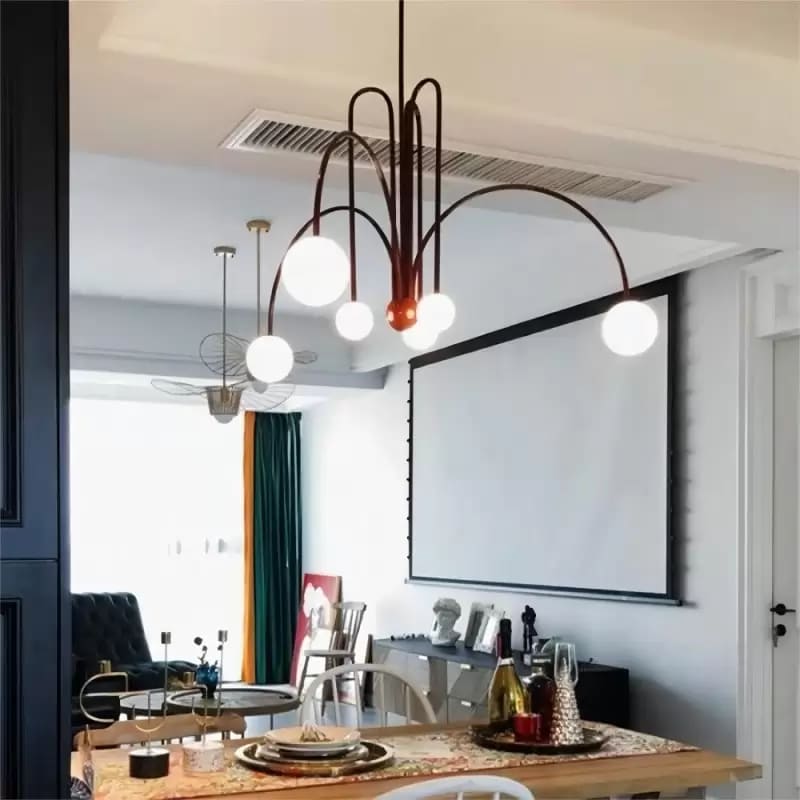 Sleek Modern Chandelier & Glass Shades Elegance