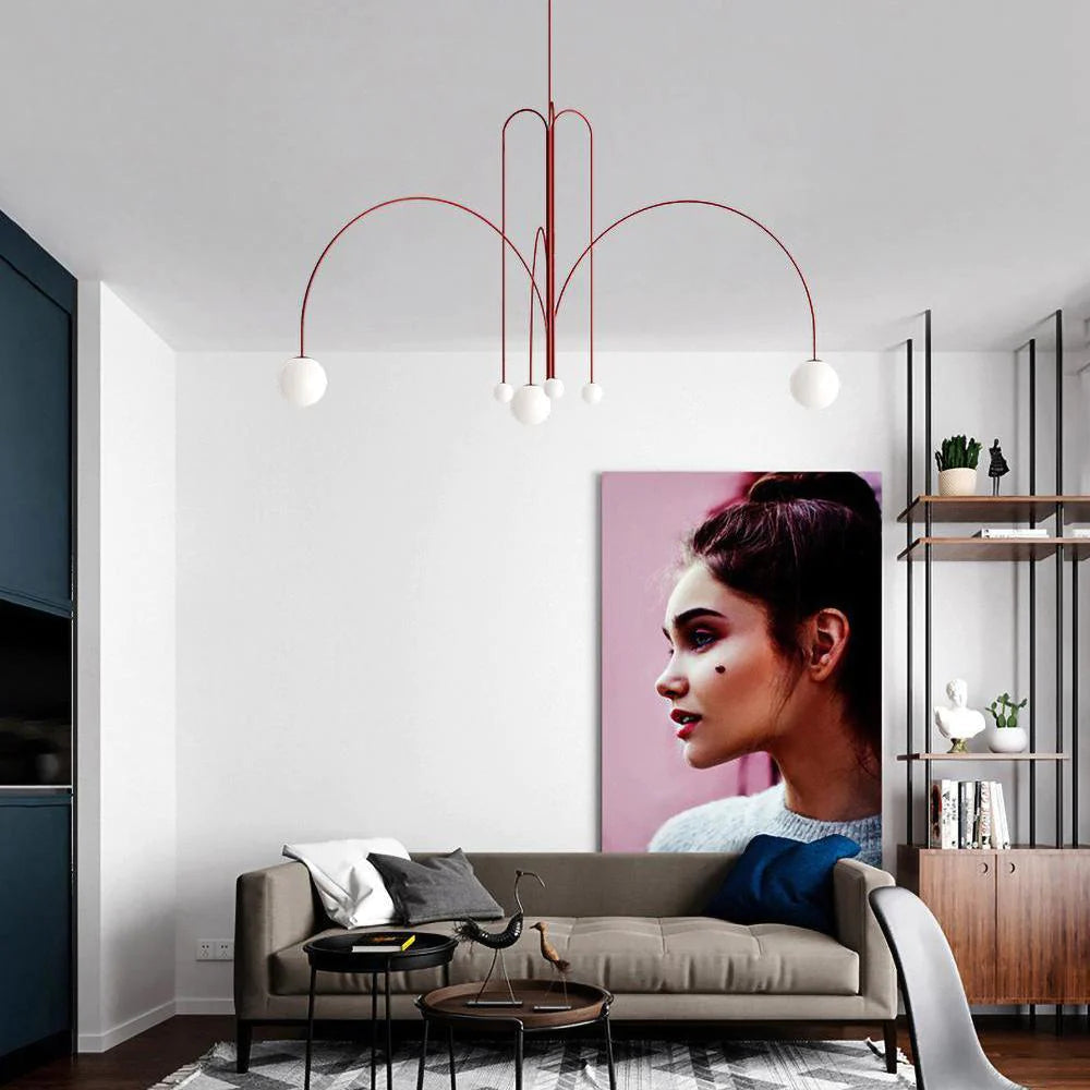 Sleek Modern Chandelier & Glass Shades Elegance