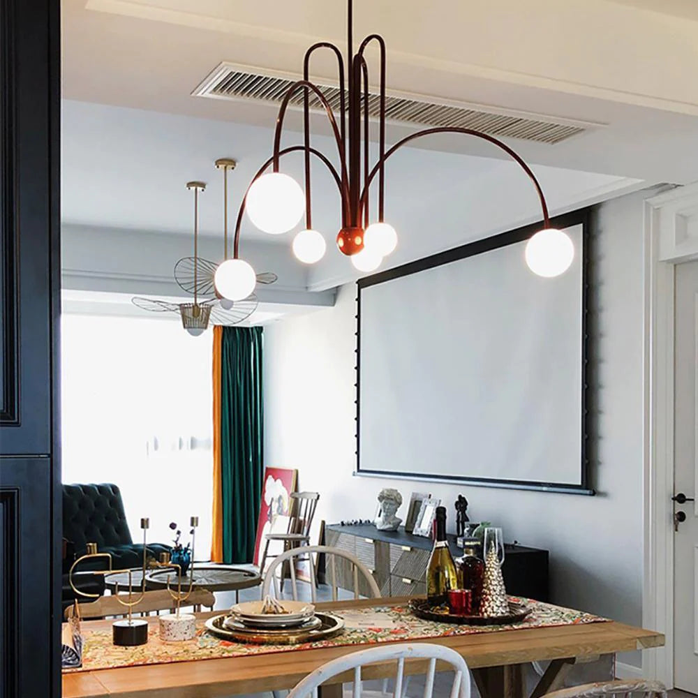 Sleek Modern Chandelier & Glass Shades Elegance