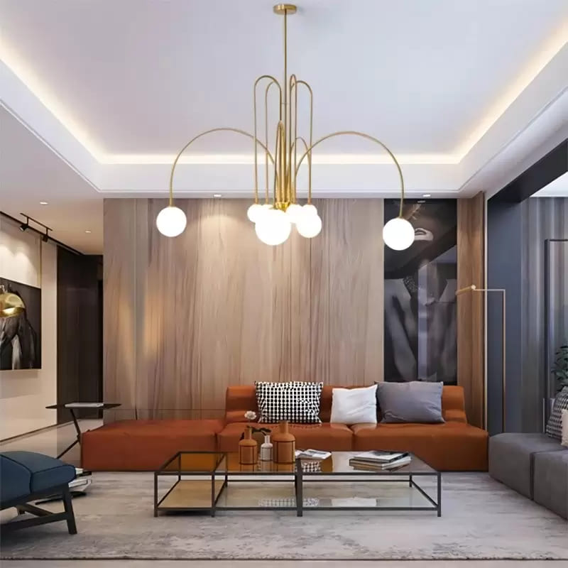Sleek Modern Chandelier & Glass Shades Elegance