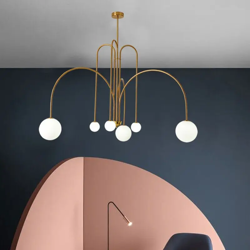 Sleek Modern Chandelier & Glass Shades Elegance