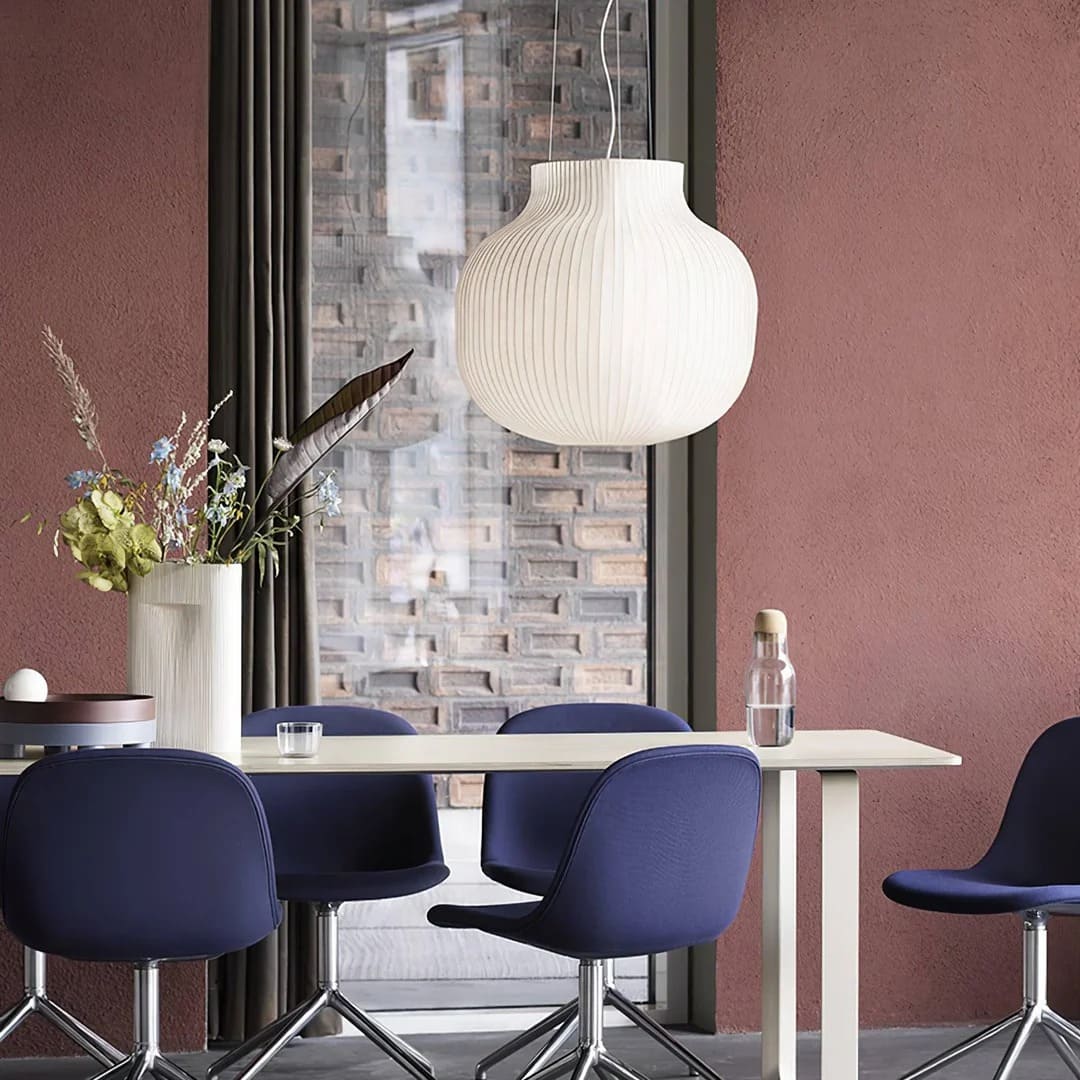 Minimalist Bulbous Pendant Light with Vertical Lines