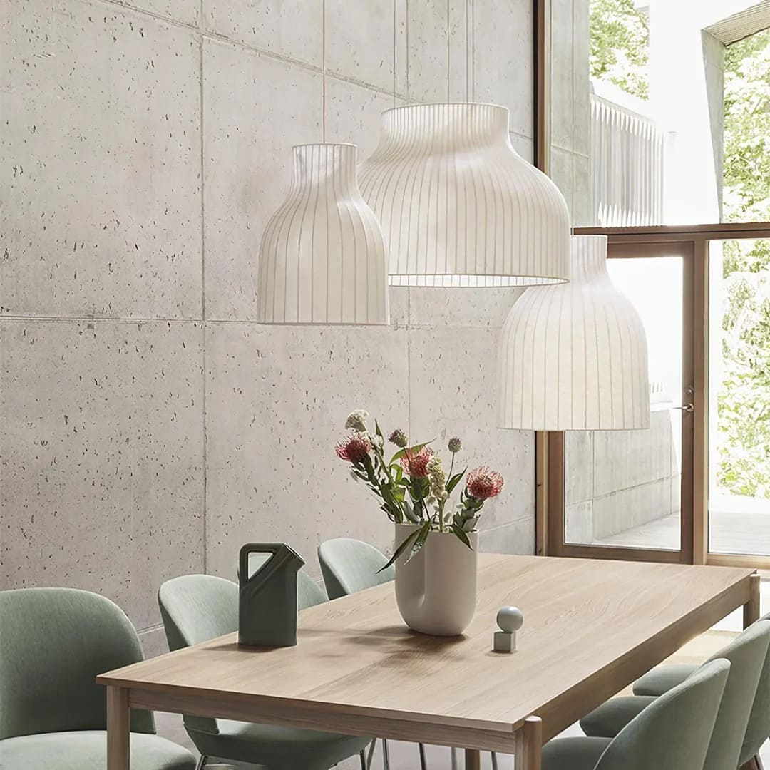 Minimalist Bulbous Pendant Light with Vertical Lines