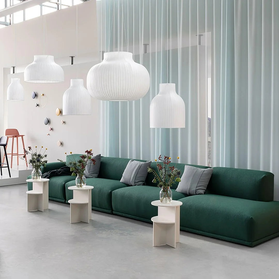 Minimalist Bulbous Pendant Light with Vertical Lines