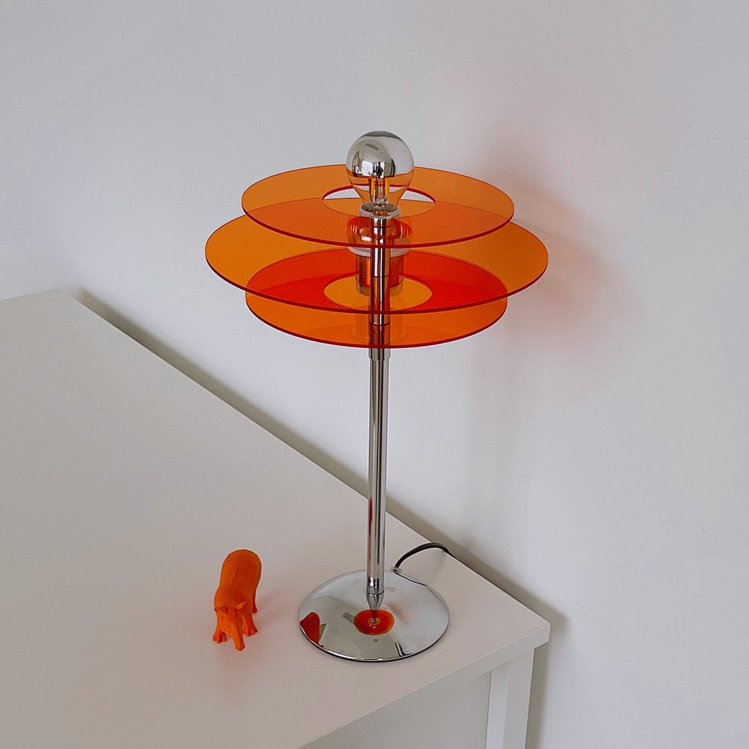 Bauhaus Table Lamp Featuring Aligned Acrylic Disks