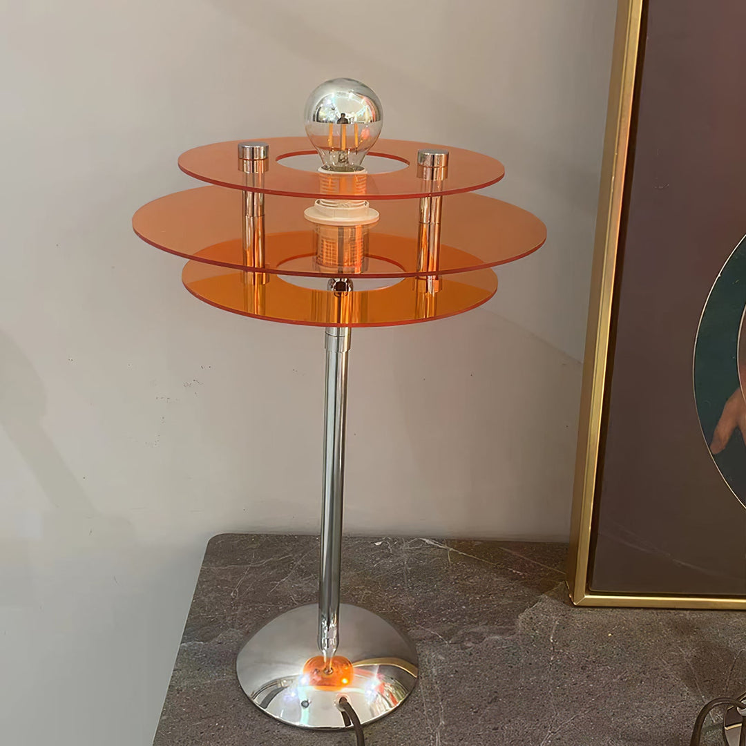 Bauhaus Table Lamp Featuring Aligned Acrylic Disks