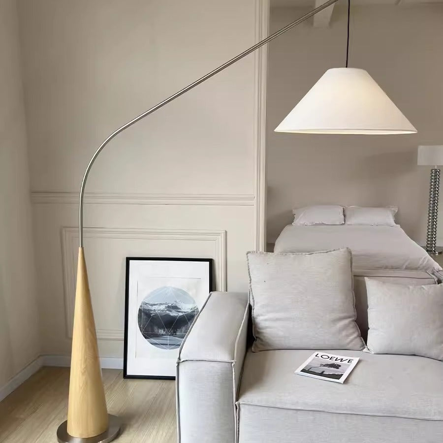 Scandinavian Minimalist Curved-Cone Floor Lamp