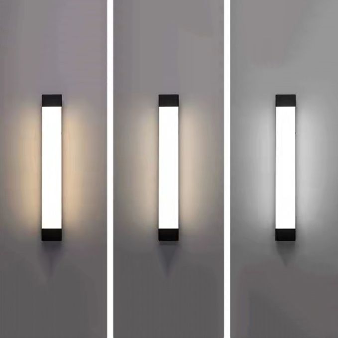 Modern Linear Outdoor Wall Lamp – Black, Motion Sensor, Waterproof