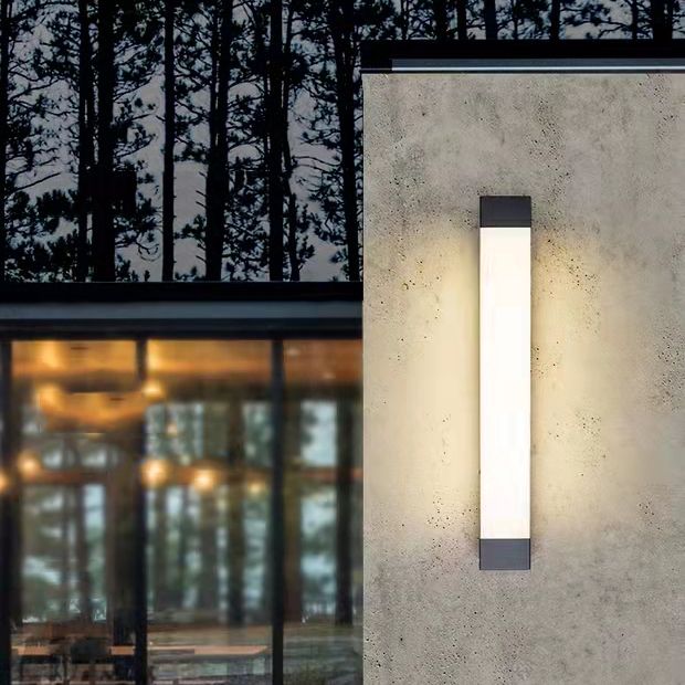 Modern Linear Outdoor Wall Lamp – Black, Motion Sensor, Waterproof