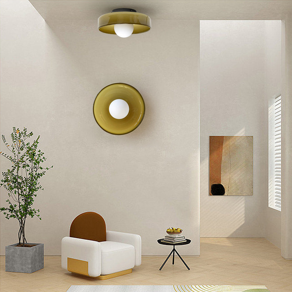 Minimalist Semi-Flush Mount Light with Hemisphere