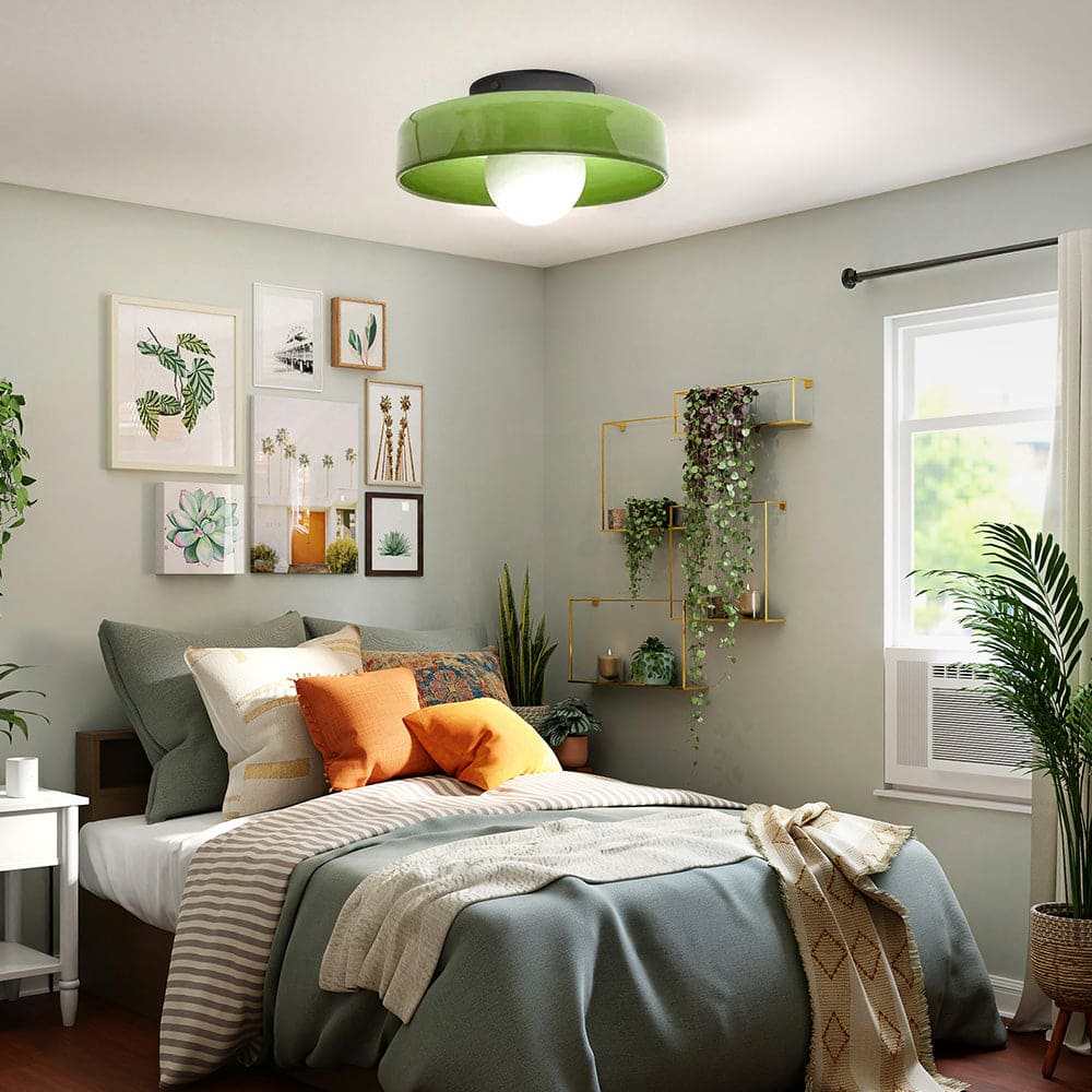 Minimalist Semi-Flush Mount Light with Hemisphere