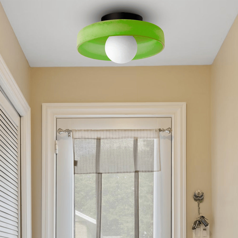 Minimalist Semi-Flush Mount Light with Hemisphere