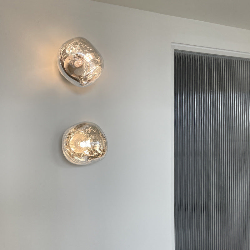 Modern Irregular-Spherical Wall Sconce with Domed Shade