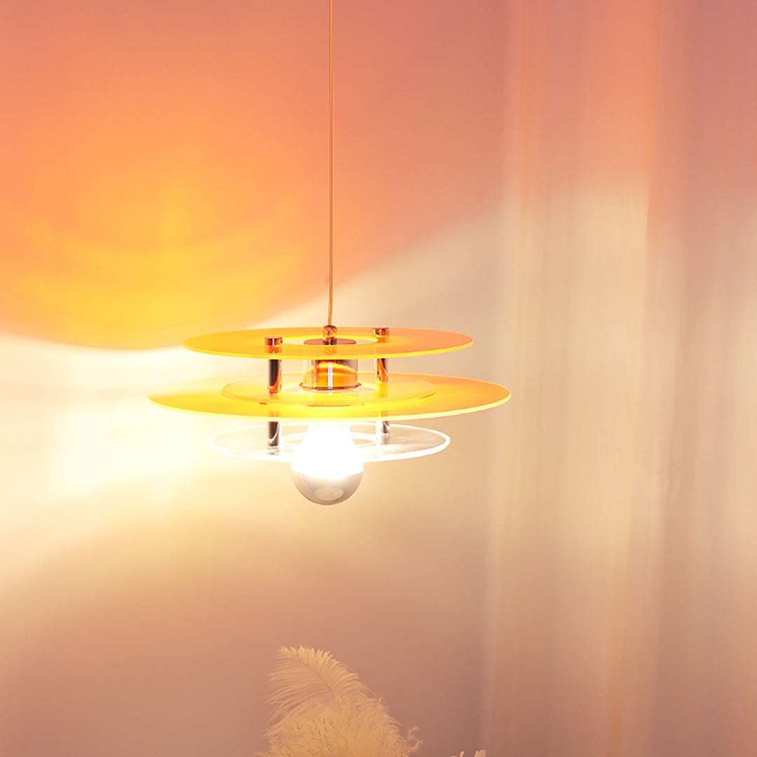 Mid-Century Pendant Light with Orbital Disk Array
